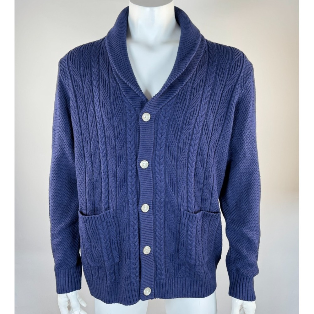 Club Room Chunky Cable Knit Cardigan Sweater Mens XL NWT Shawl collar Button-up
